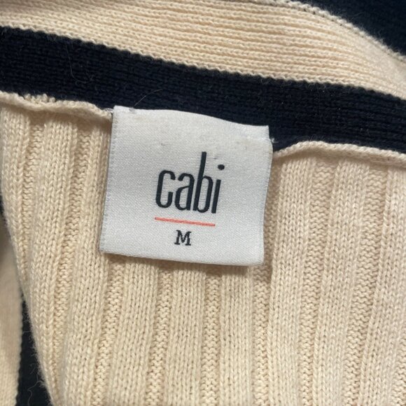 Cabi Sz M Radcliffe Varsity Button Down Cardigan Sweater Cream Navy #5458 - Picture 3 of 9